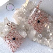 Black Onyx Copper Wire Crochet Earrings